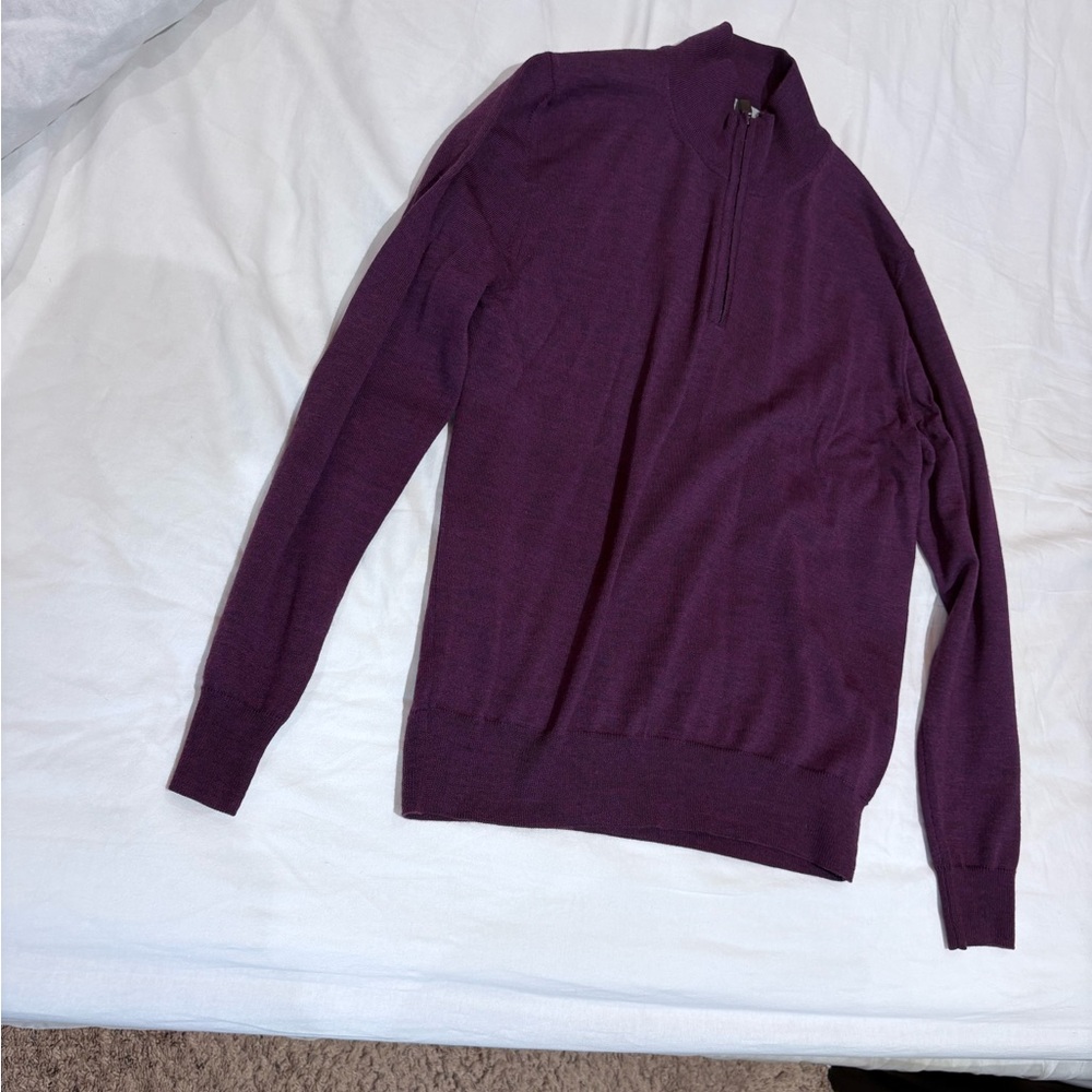 Canali Men's Zip Up Sweater in Rich Purple